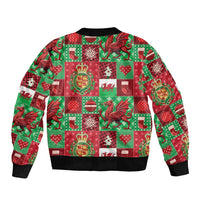 Wales Christmas Patchwork Sleeve Zip Bomber Jacket - Wonder Print Shop