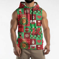 Wales Christmas Patchwork Sleeveless Hoodie - Wonder Print Shop