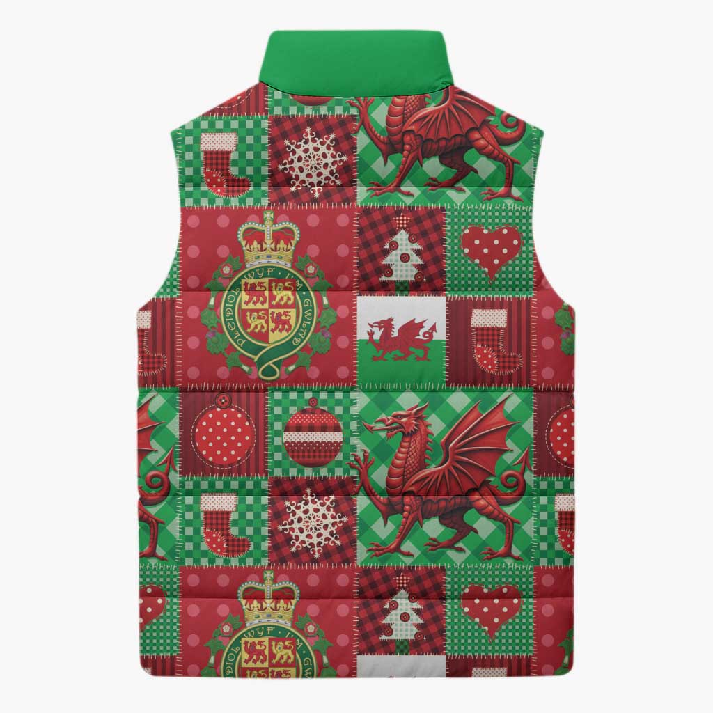 Wales Christmas Patchwork Sleeveless Puffer Jacket - Wonder Print Shop