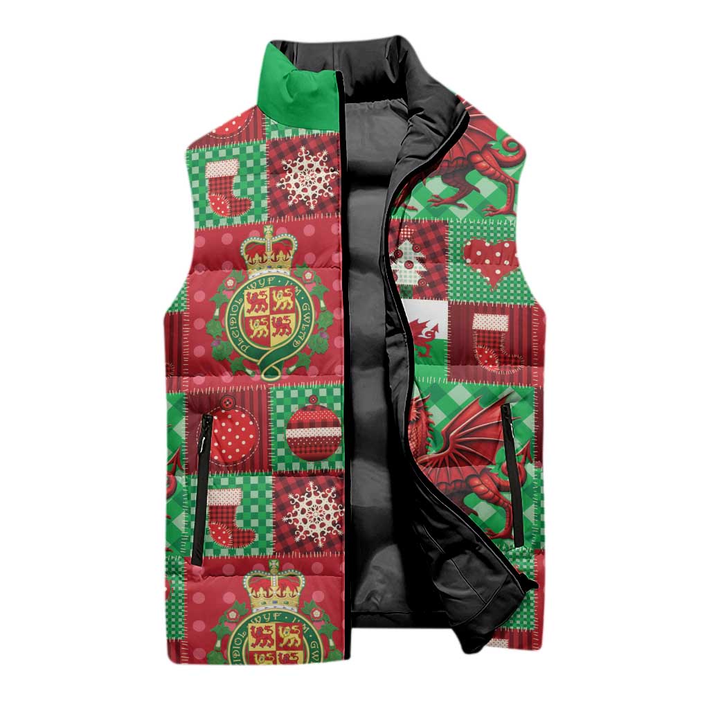Wales Christmas Patchwork Sleeveless Puffer Jacket - Wonder Print Shop