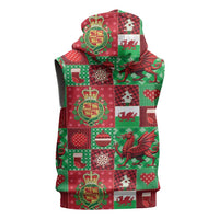 Wales Christmas Patchwork Sleeveless Zip Hoodie - Wonder Print Shop
