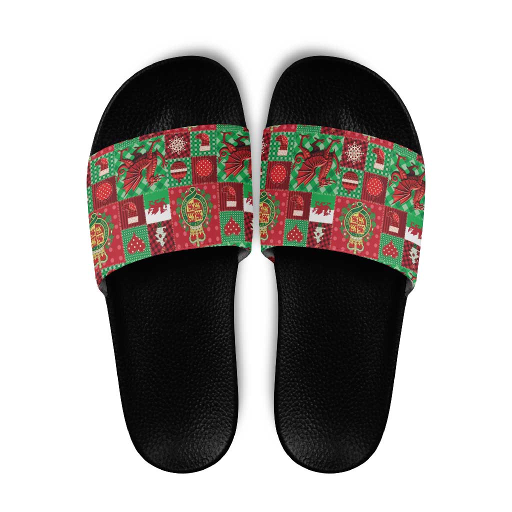Wales Christmas Patchwork Slide Sandals - Wonder Print Shop