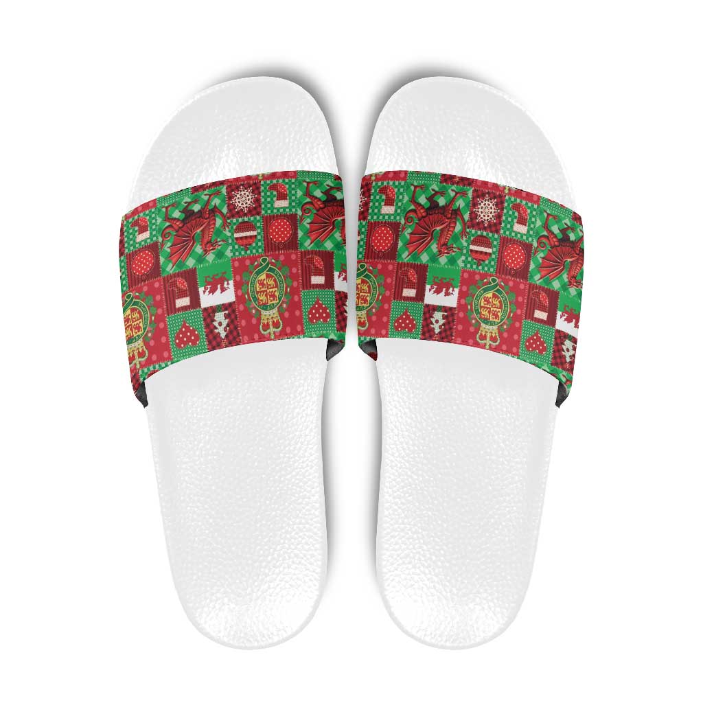 Wales Christmas Patchwork Slide Sandals - Wonder Print Shop