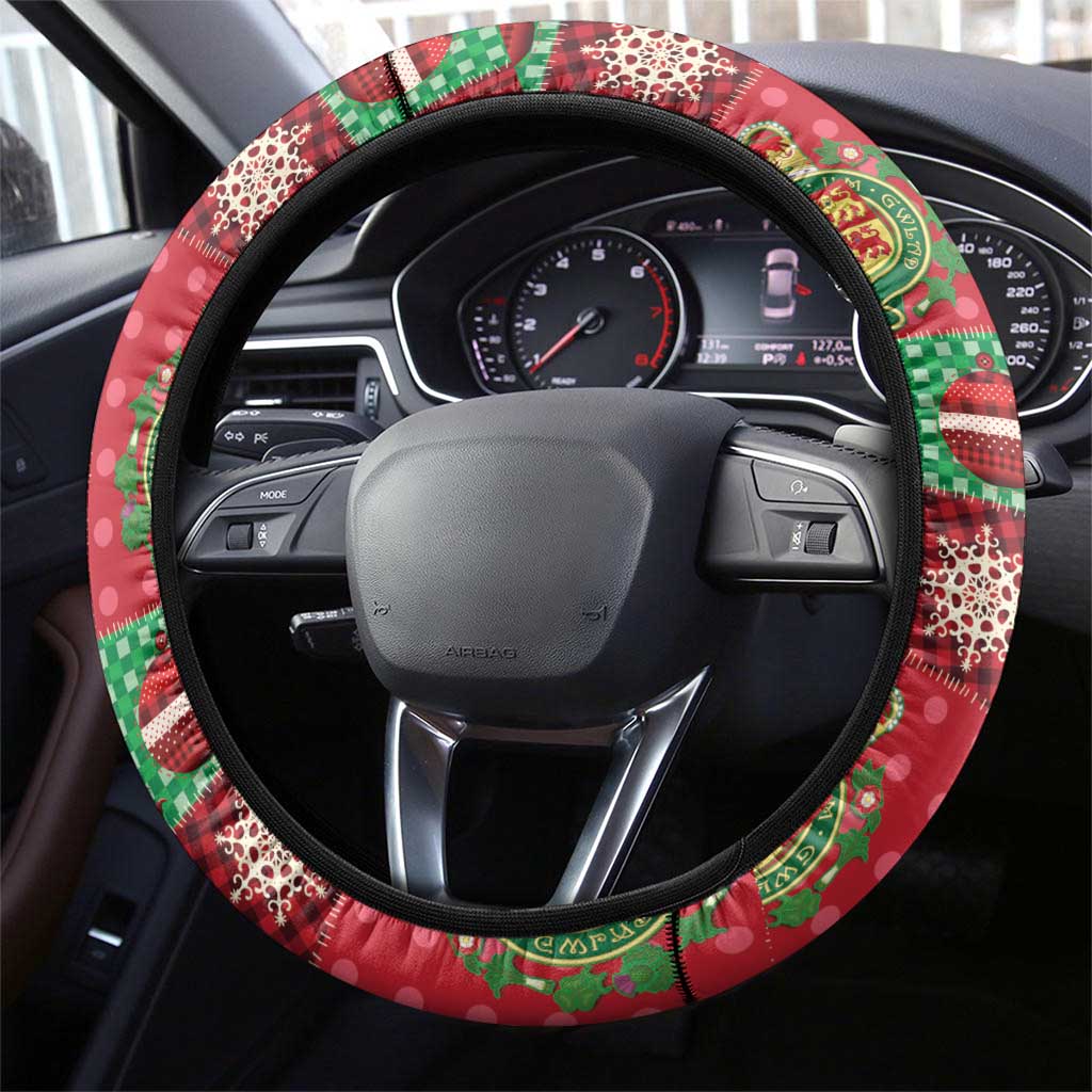 Wales Christmas Patchwork Steering Wheel Cover - Wonder Print Shop