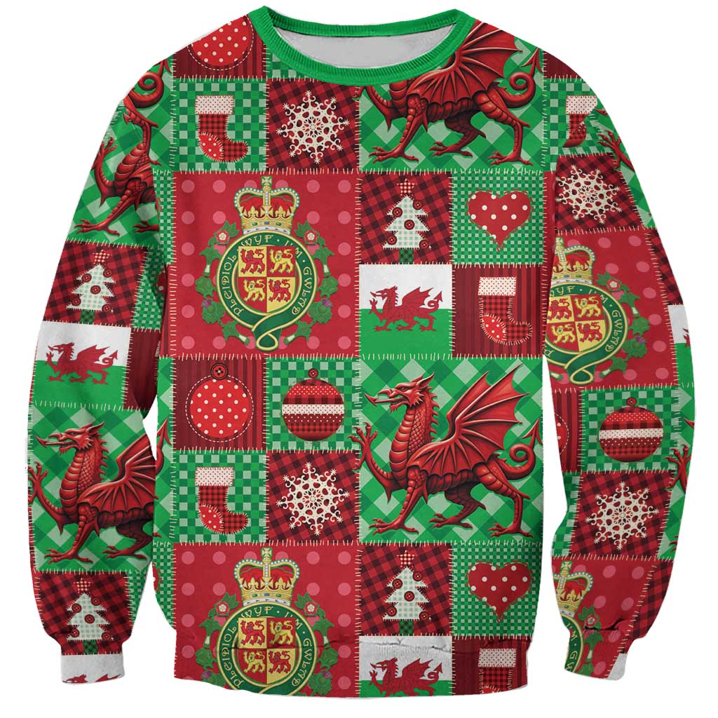Wales Christmas Patchwork Sweatshirt - Wonder Print Shop
