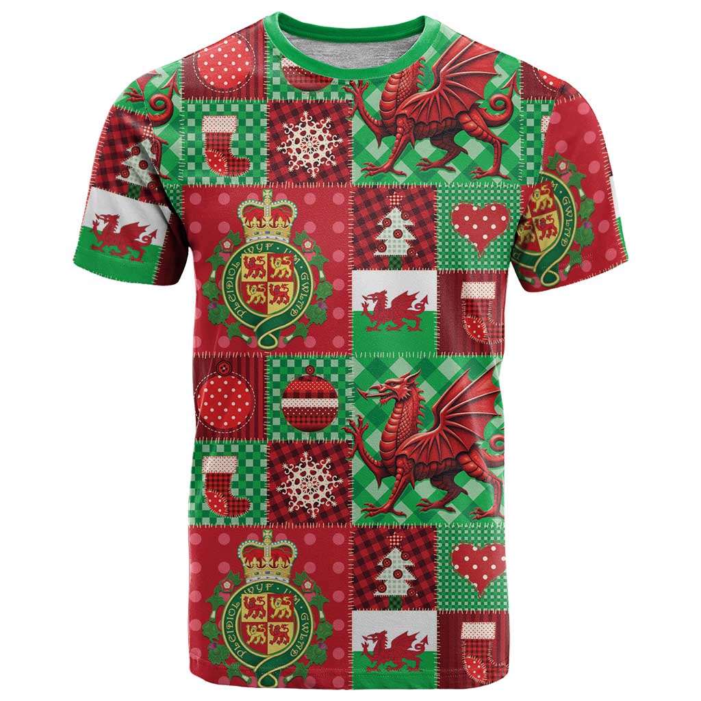 Wales Christmas Patchwork T Shirt - Wonder Print Shop