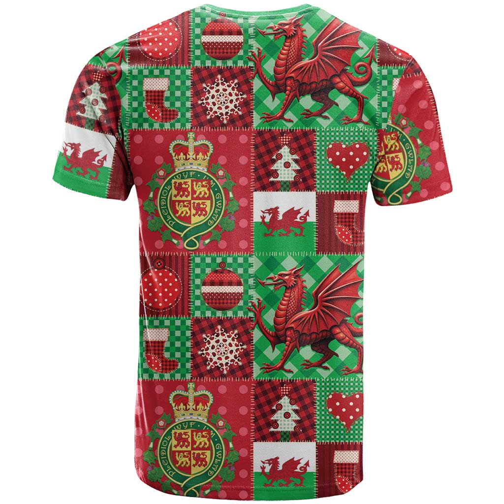 Wales Christmas Patchwork T Shirt - Wonder Print Shop