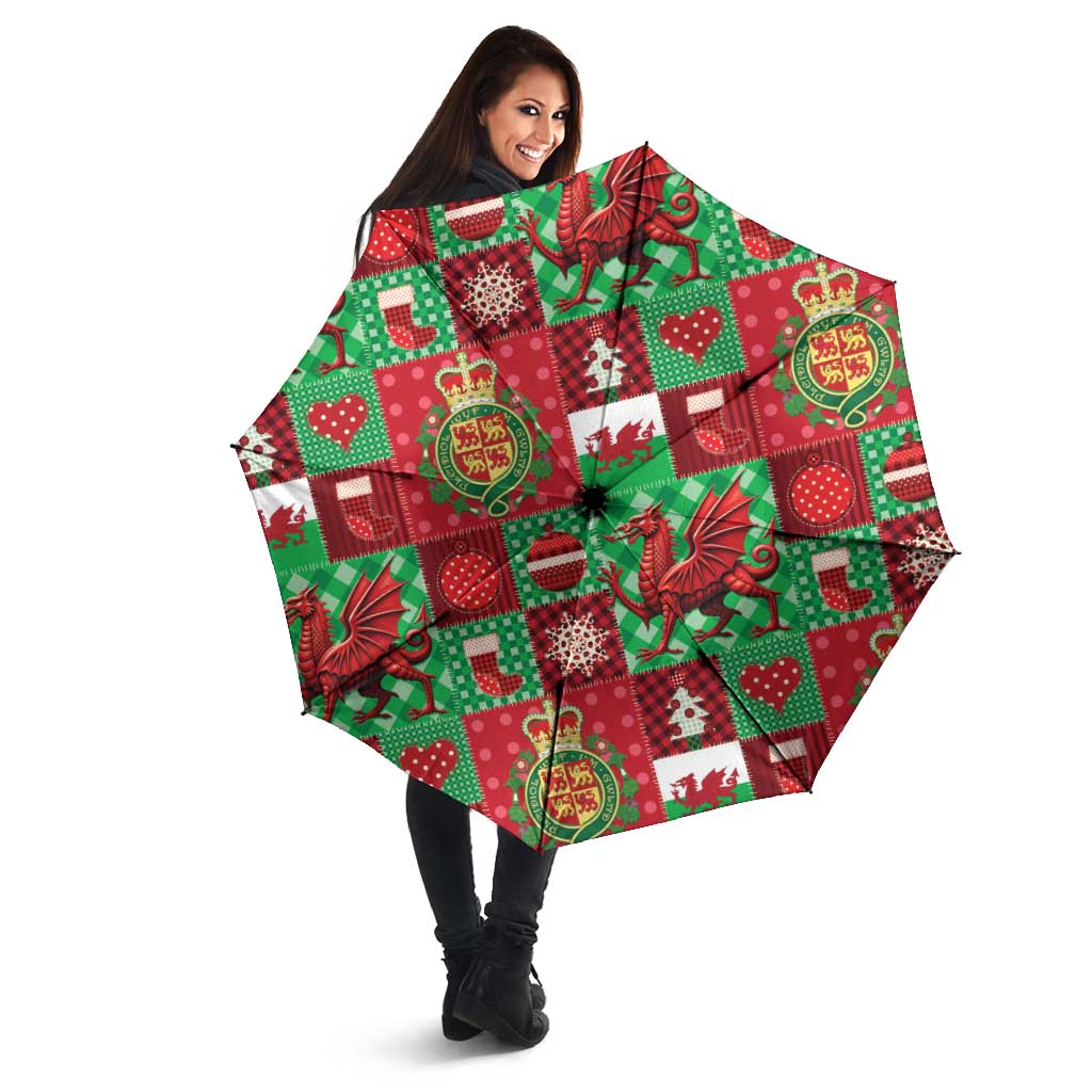 Wales Christmas Patchwork Umbrella - Wonder Print Shop