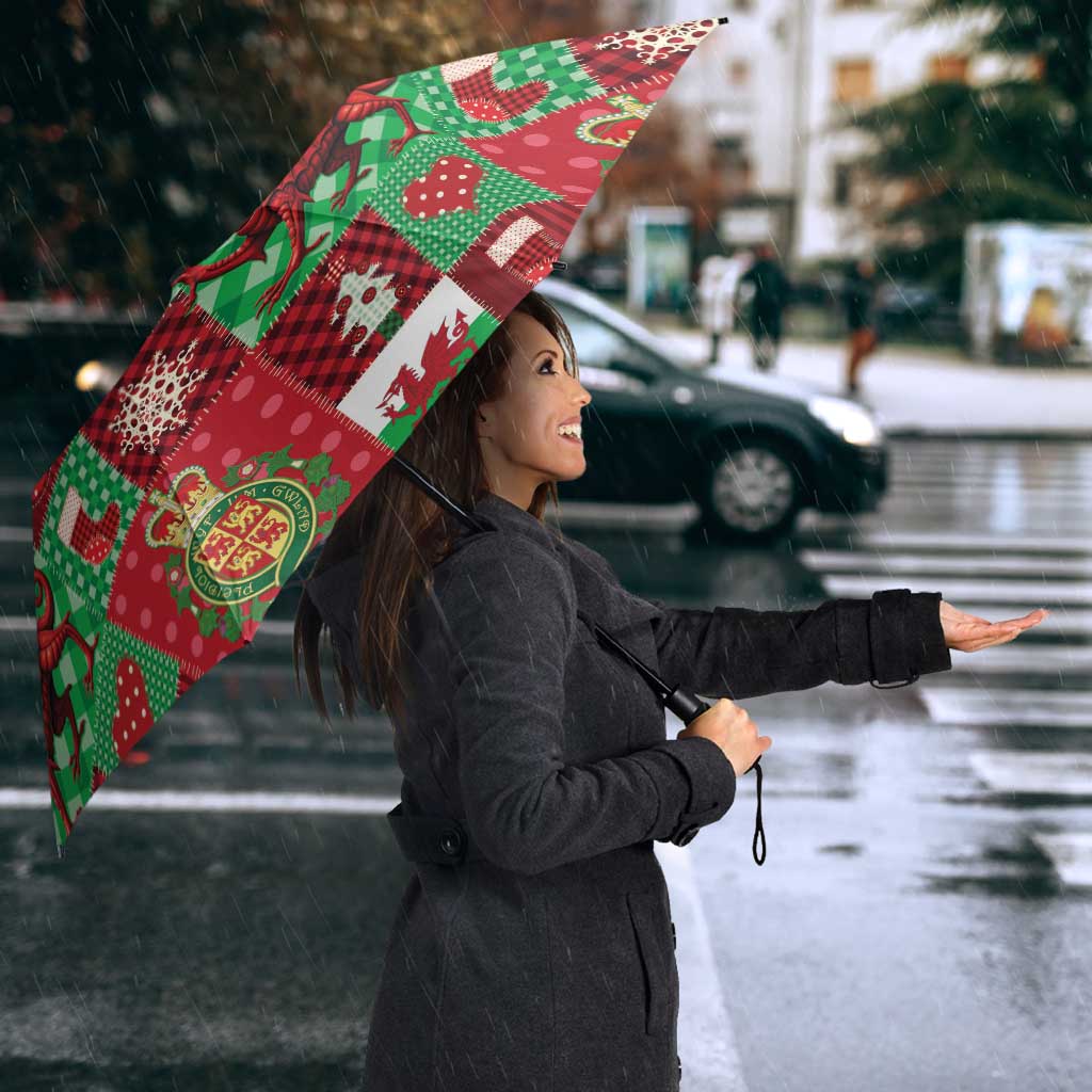 Wales Christmas Patchwork Umbrella - Wonder Print Shop