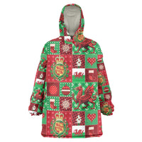 Wales Christmas Patchwork Wearable Blanket Hoodie - Wonder Print Shop