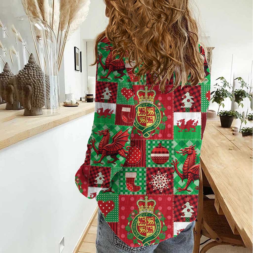 Wales Christmas Patchwork Women Casual Shirt - Wonder Print Shop
