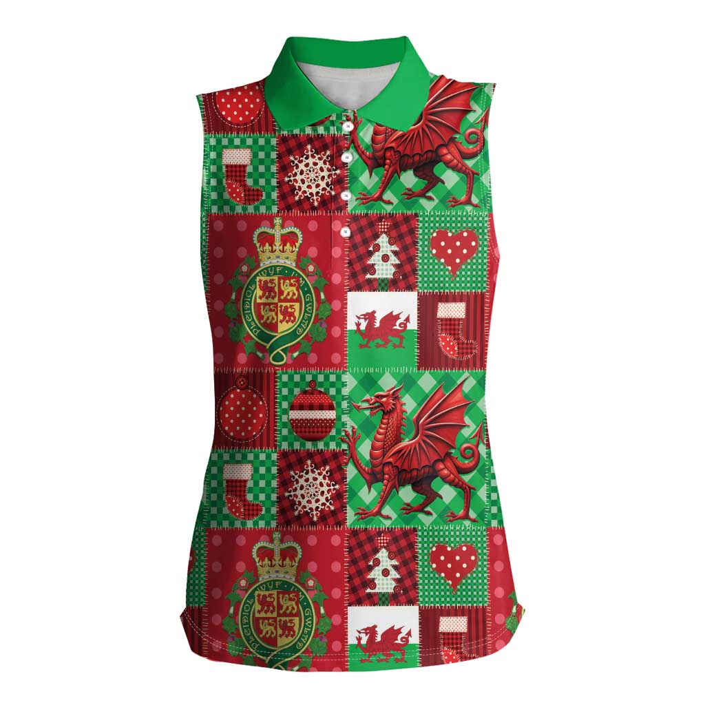 Wales Christmas Patchwork Women Sleeveless Polo Shirt - Wonder Print Shop