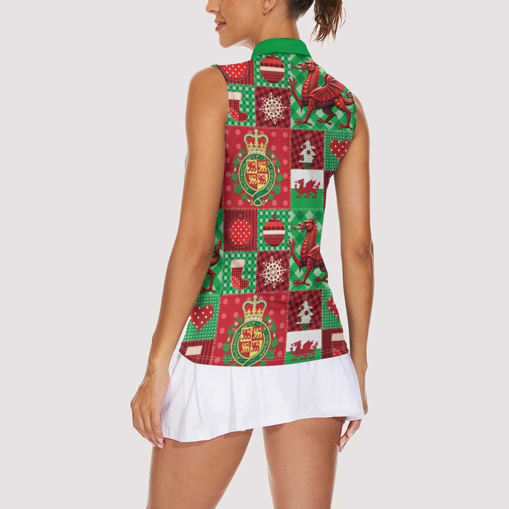 Wales Christmas Patchwork Women Sleeveless Polo Shirt - Wonder Print Shop