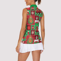 Wales Christmas Patchwork Women Sleeveless Polo Shirt - Wonder Print Shop