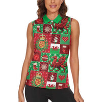 Wales Christmas Patchwork Women Sleeveless Polo Shirt - Wonder Print Shop