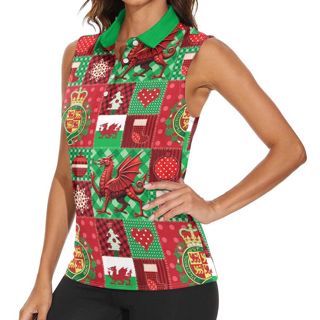 Wales Christmas Patchwork Women Sleeveless Polo Shirt - Wonder Print Shop