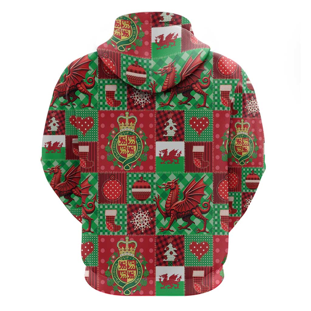 Wales Christmas Patchwork Zip Hoodie - Wonder Print Shop