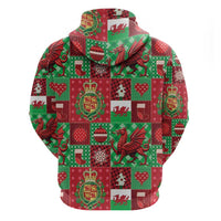 Wales Christmas Patchwork Zip Hoodie - Wonder Print Shop