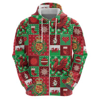 Wales Christmas Patchwork Zip Hoodie - Wonder Print Shop
