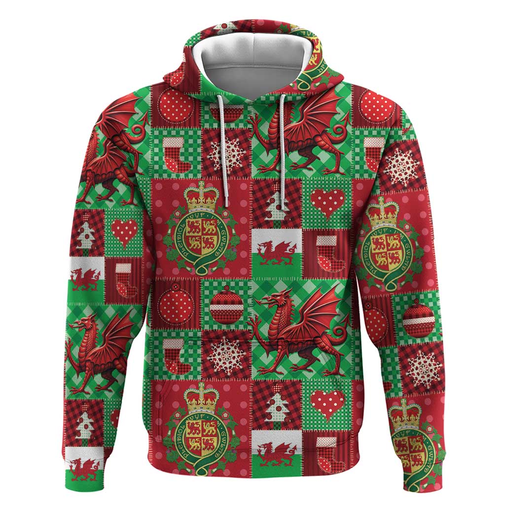 Wales Christmas Patchwork Zip Hoodie - Wonder Print Shop