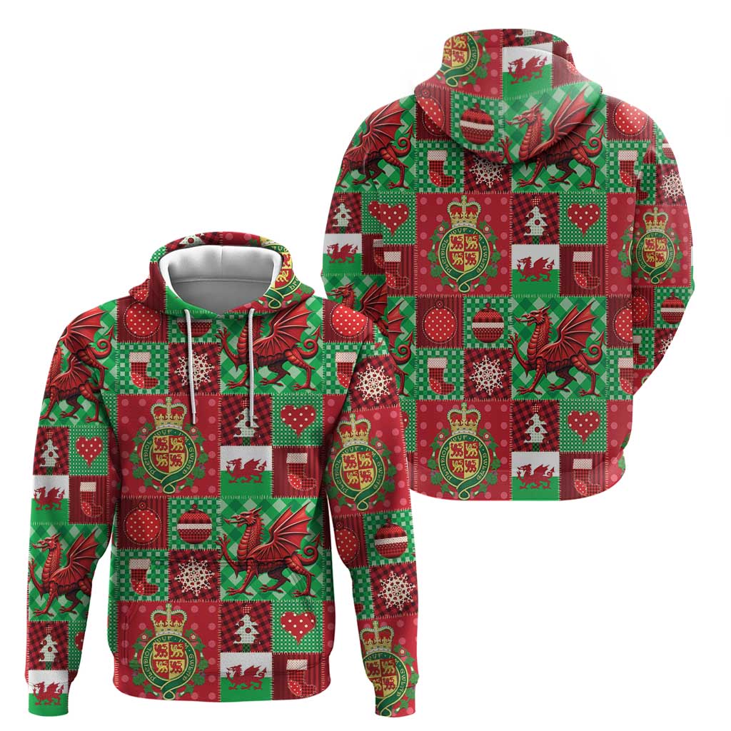 Wales Christmas Patchwork Zip Hoodie - Wonder Print Shop