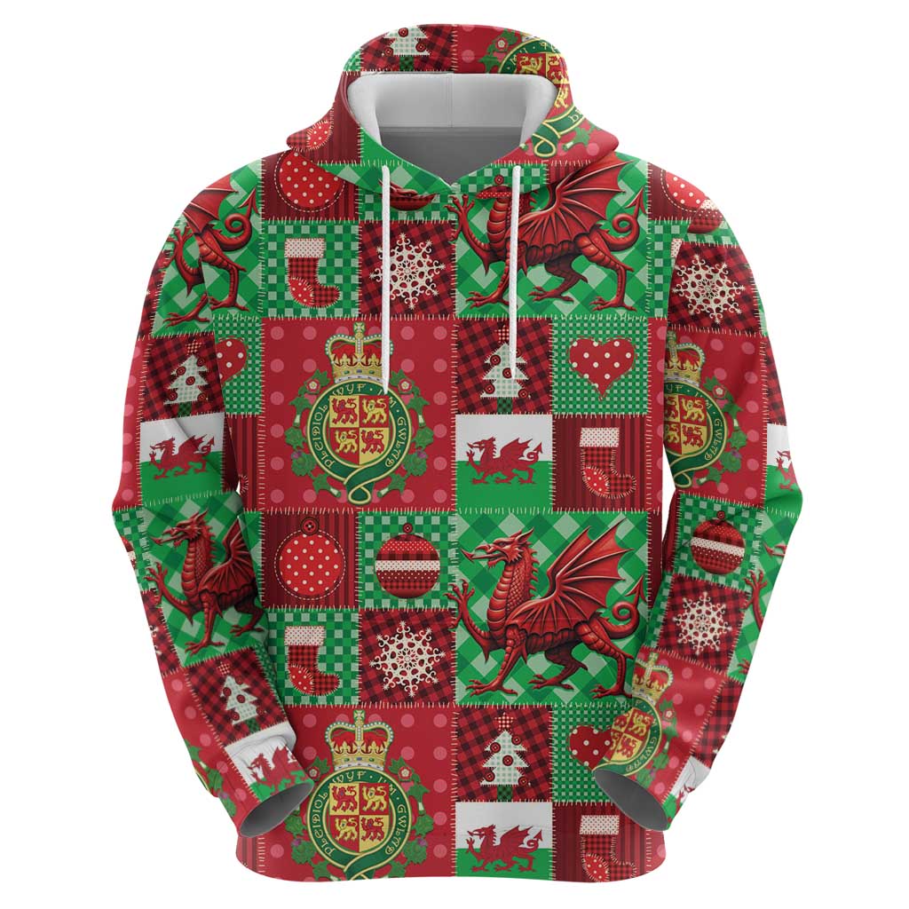 Wales Christmas Patchwork Zip Hoodie - Wonder Print Shop