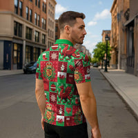 Wales Christmas Patchwork Zipper Polo Shirt - Wonder Print Shop