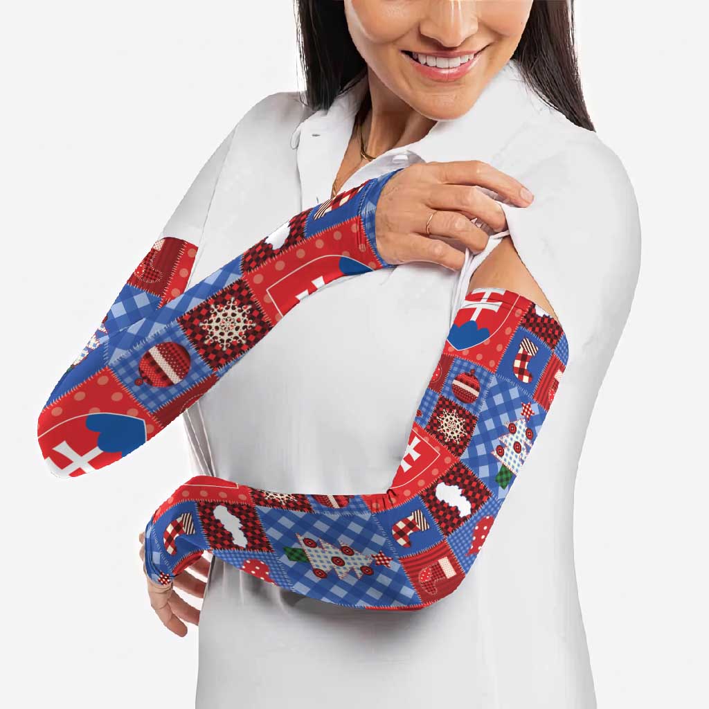 Slovakia Christmas Patchwork Arm Sleeves - Wonder Print Shop