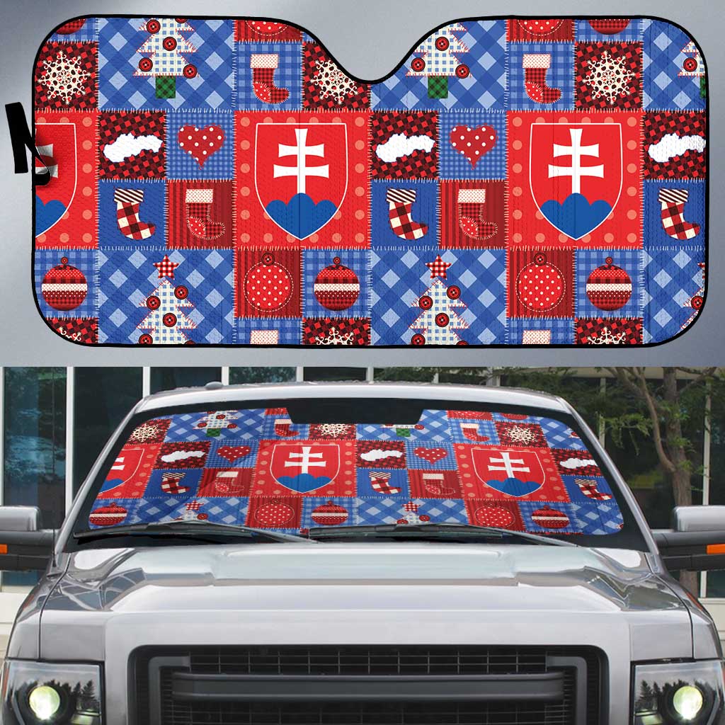 Slovakia Christmas Patchwork Auto Sun Shade - Wonder Print Shop