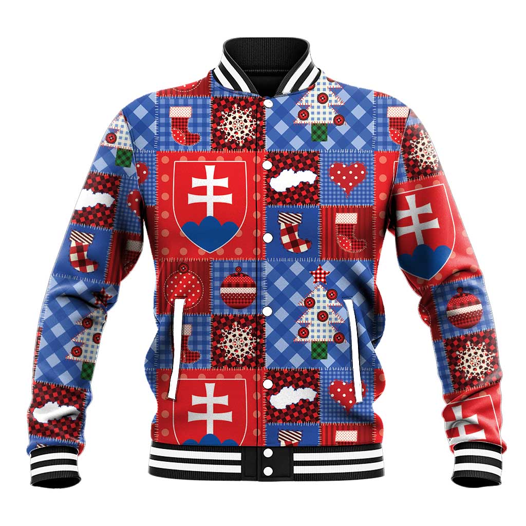 Slovakia Christmas Patchwork Baseball Jacket - Wonder Print Shop