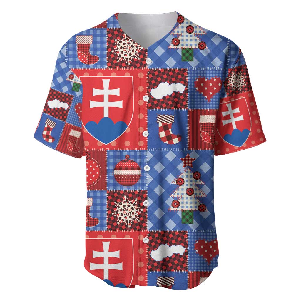 Slovakia Christmas Patchwork Baseball Jersey - Wonder Print Shop