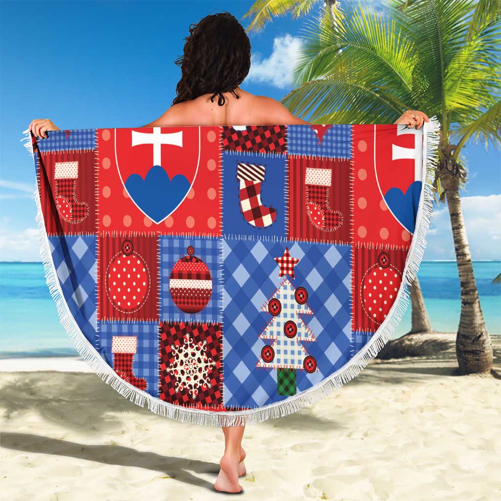 Slovakia Christmas Patchwork Beach Blanket - Wonder Print Shop
