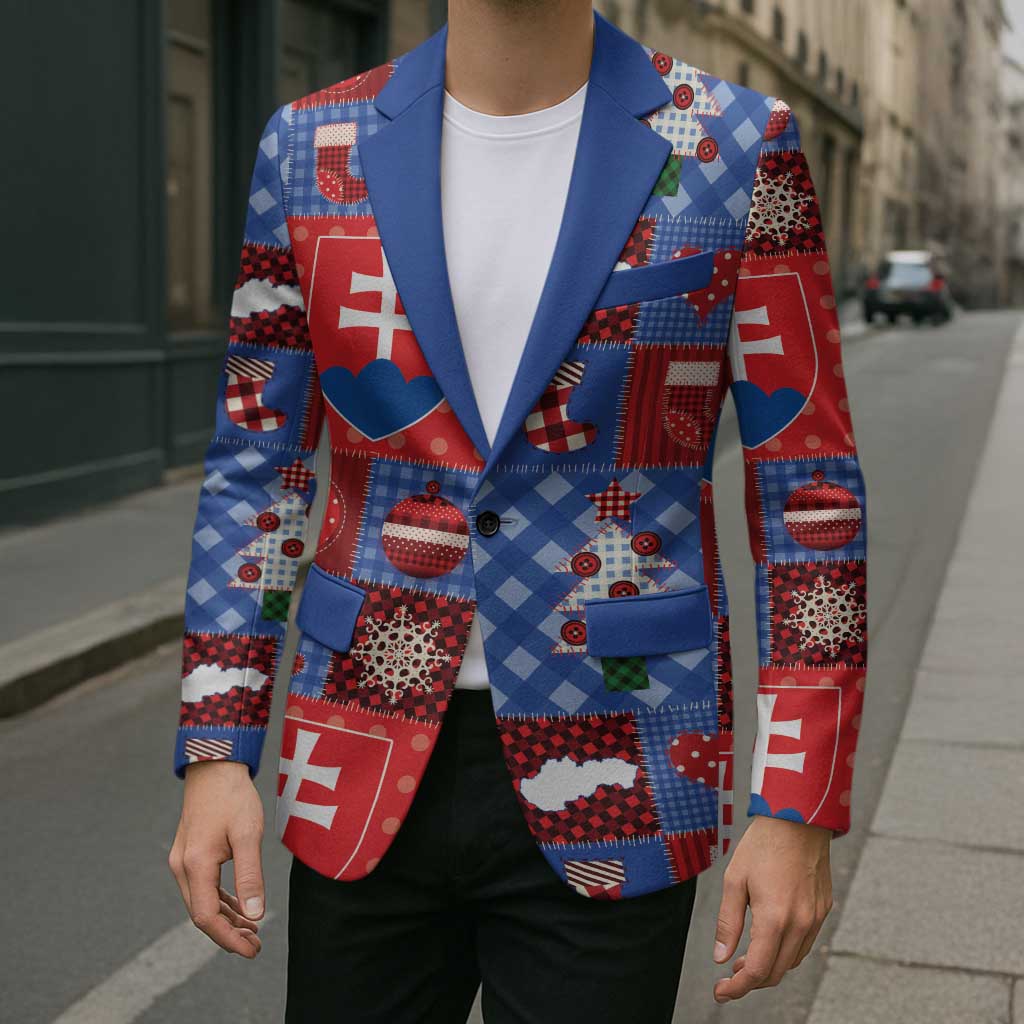 Slovakia Christmas Patchwork Blazer - Wonder Print Shop