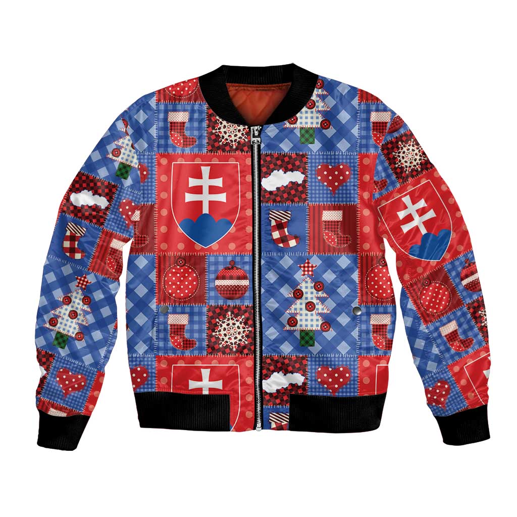 Slovakia Christmas Patchwork Bomber Jacket - Wonder Print Shop