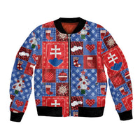 Slovakia Christmas Patchwork Bomber Jacket - Wonder Print Shop