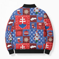 Slovakia Christmas Patchwork Bomber Puffer Jacket - Wonder Print Shop