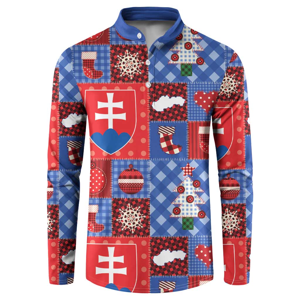 Slovakia Christmas Patchwork Button Sweatshirt - Wonder Print Shop