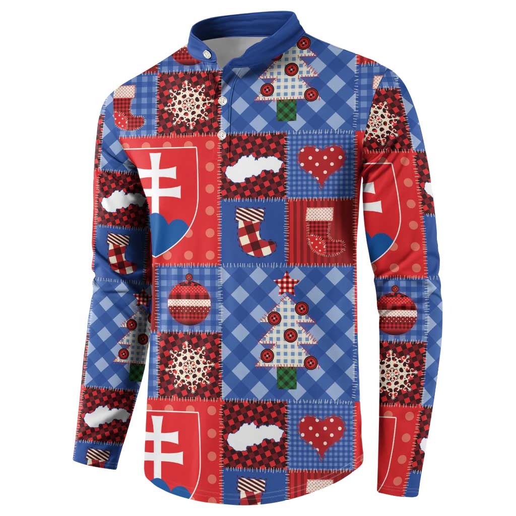 Slovakia Christmas Patchwork Button Sweatshirt - Wonder Print Shop