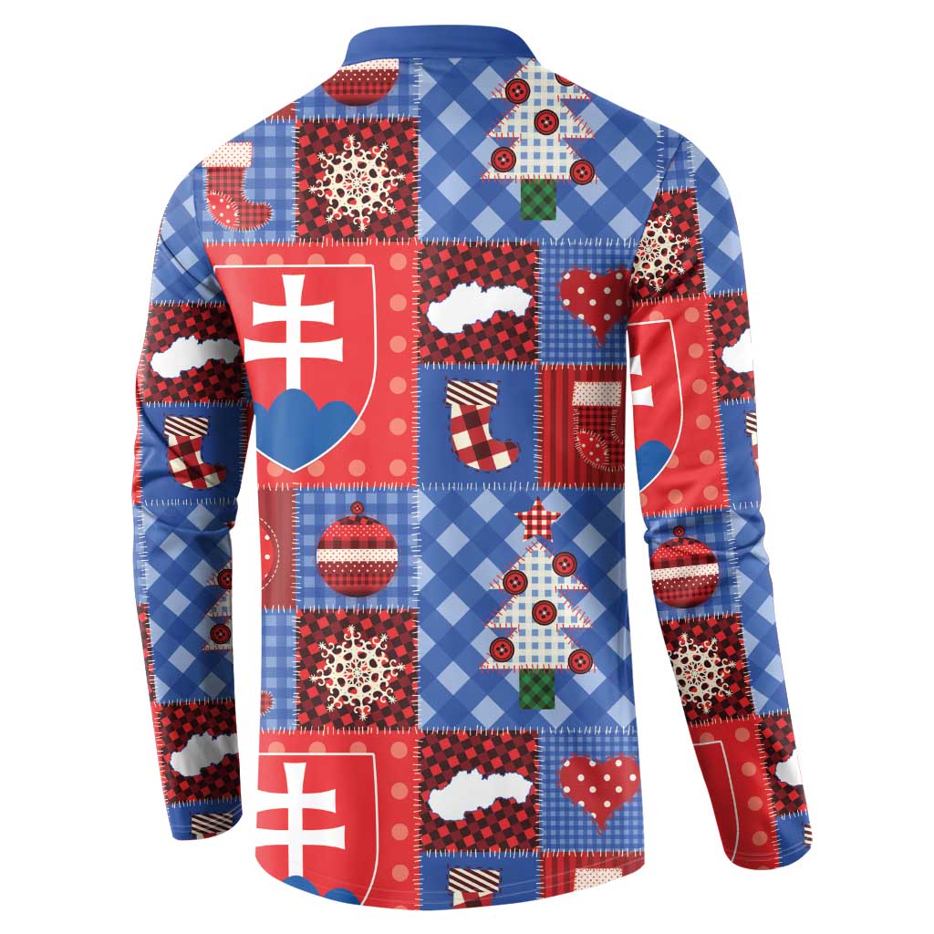 Slovakia Christmas Patchwork Button Sweatshirt - Wonder Print Shop