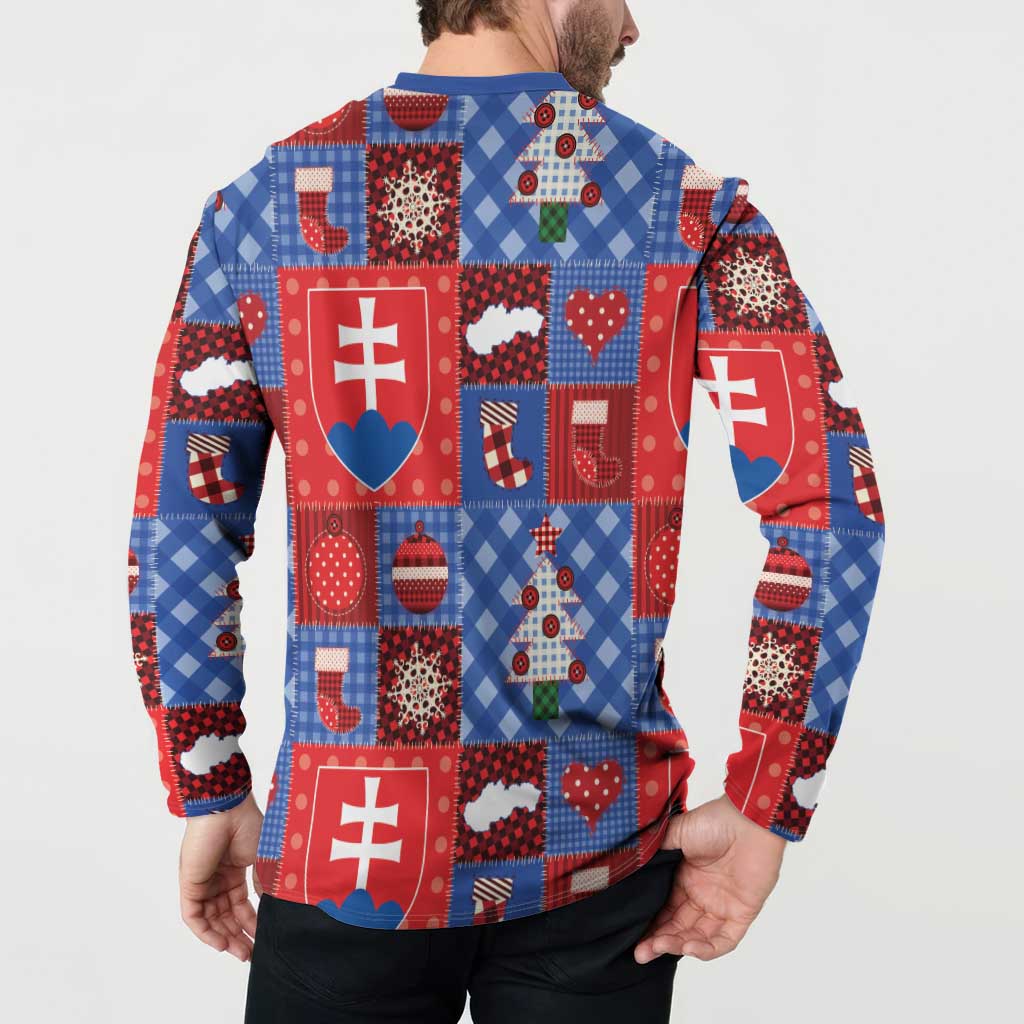 Slovakia Christmas Patchwork Button Sweatshirt - Wonder Print Shop