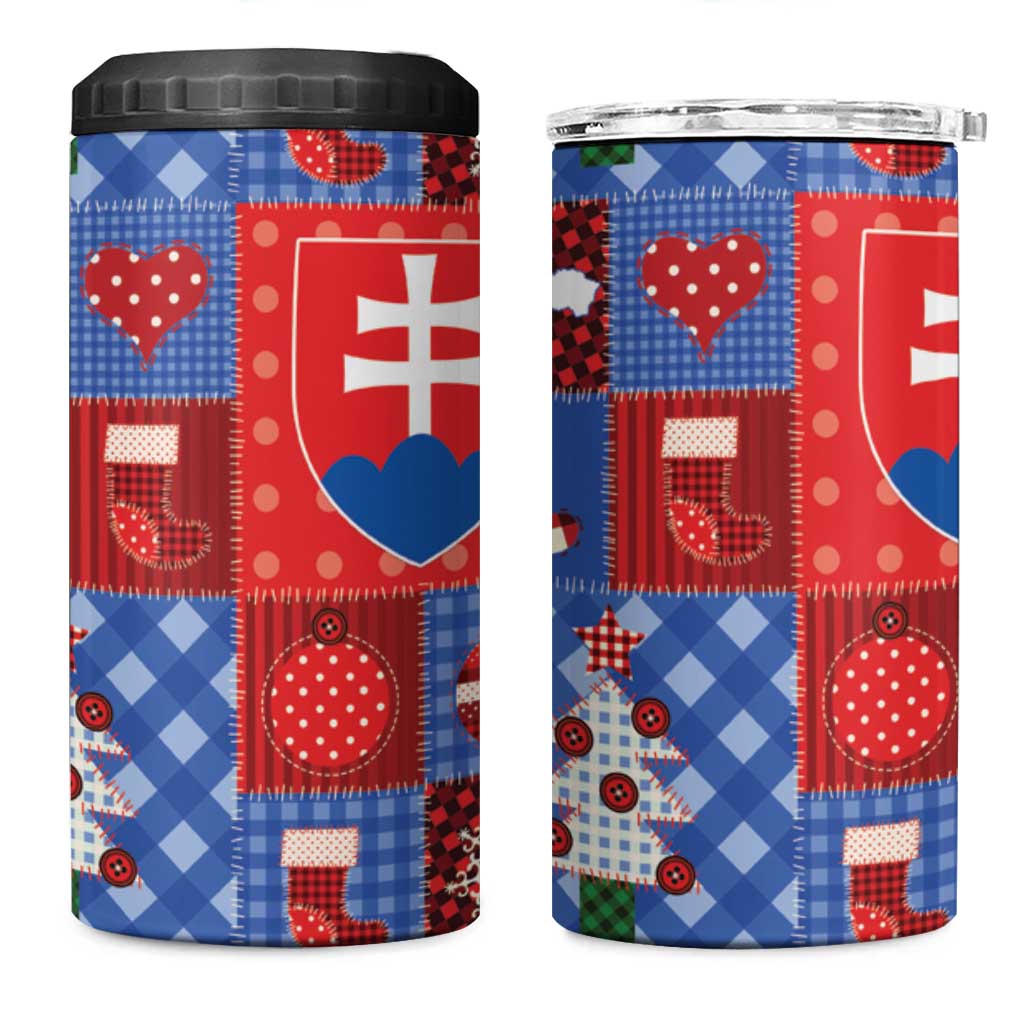 Slovakia Christmas Patchwork 4 in 1 Can Cooler Tumbler - Wonder Print Shop