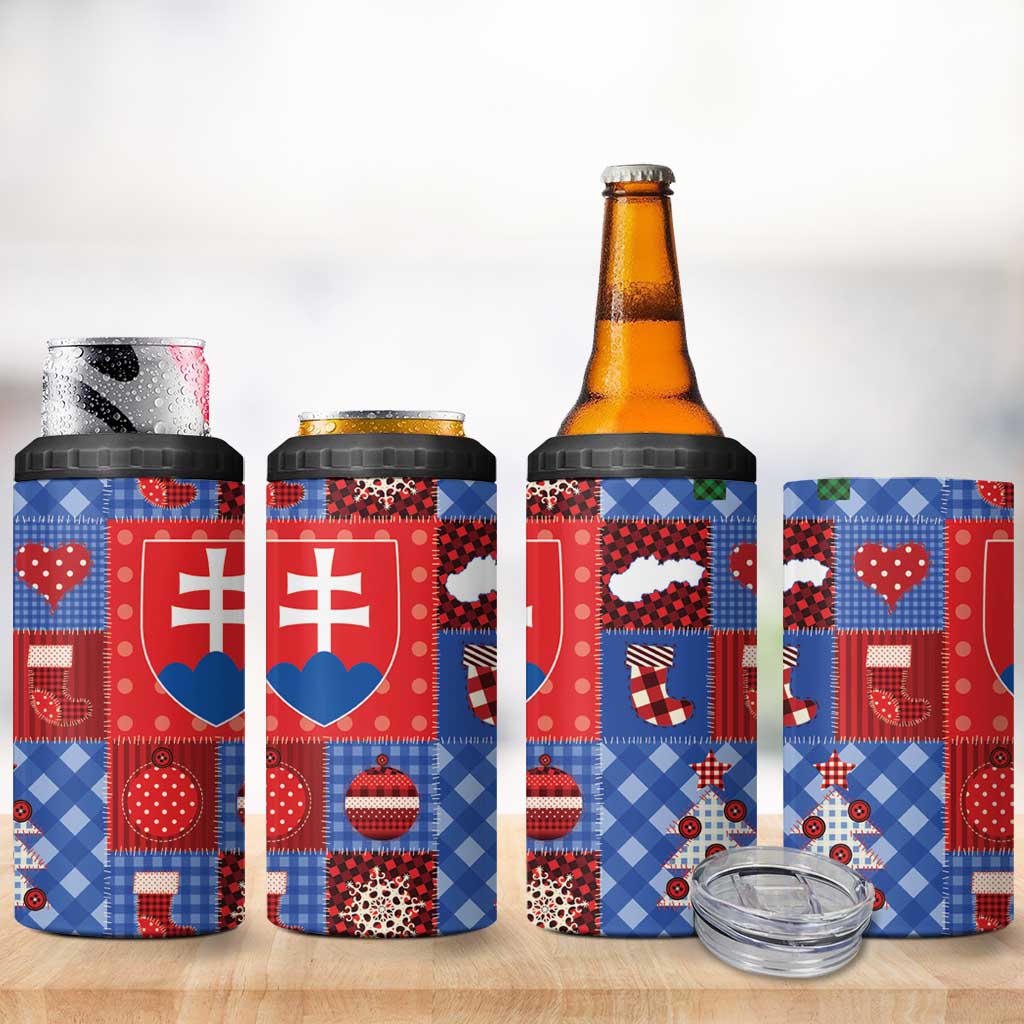 Slovakia Christmas Patchwork 4 in 1 Can Cooler Tumbler - Wonder Print Shop