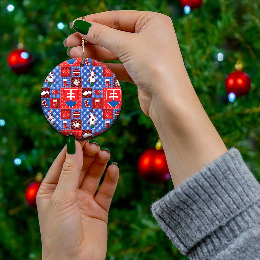 Slovakia Christmas Patchwork Ceramic Ornament - Wonder Print Shop