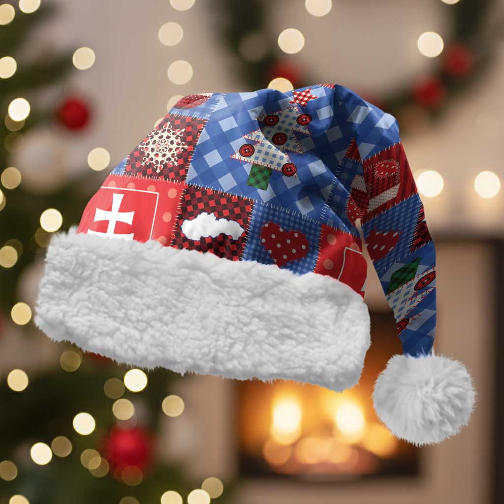 Slovakia Christmas Patchwork Christmas Santa Hat - Wonder Print Shop