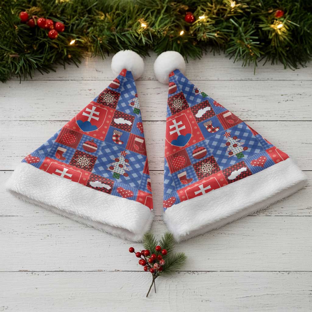 Slovakia Christmas Patchwork Christmas Santa Hat - Wonder Print Shop