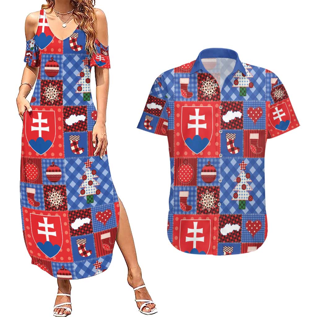 Slovakia Christmas Patchwork Couples Matching Summer Maxi Dress and Hawaiian Shirt - Wonder Print Shop
