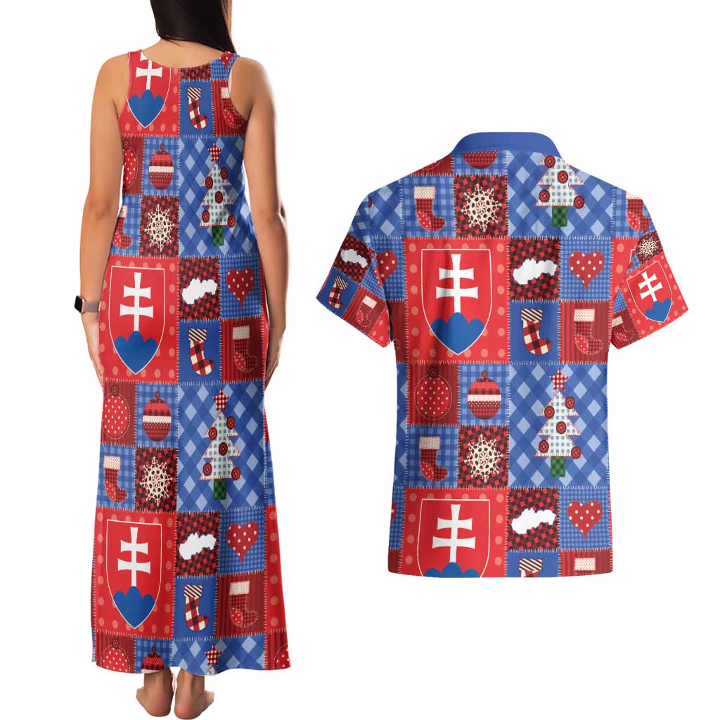 Slovakia Christmas Patchwork Couples Matching Tank Maxi Dress and Hawaiian Shirt - Wonder Print Shop
