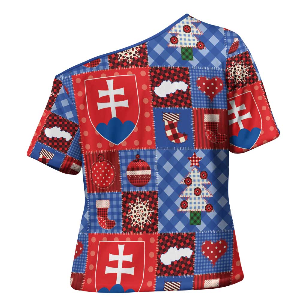 Slovakia Christmas Patchwork Cross Shoulder Shirt - Wonder Print Shop