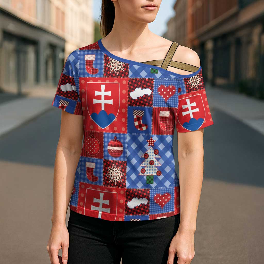 Slovakia Christmas Patchwork Cross Shoulder Shirt - Wonder Print Shop