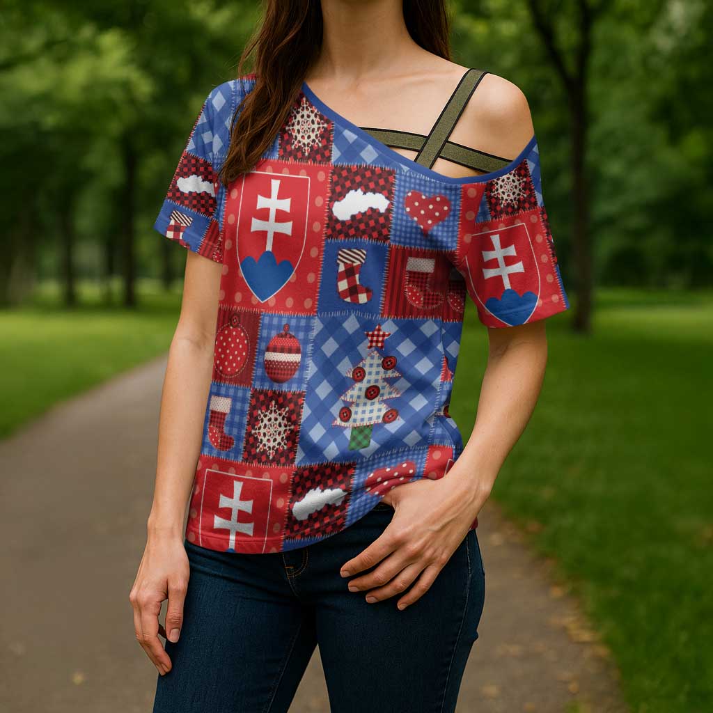 Slovakia Christmas Patchwork Cross Shoulder Shirt - Wonder Print Shop